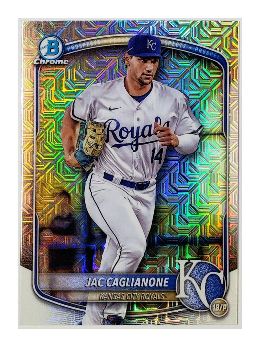 JAC CAGLIANONE ROOKIE MOJO REFRACTOR 2025 BOWMAN CHROME #BCP-103, ROYALS!